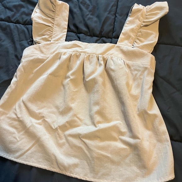 Women's Cream Ruffle Strap Top - Picture 3 of 5